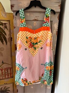 Women Sleeveless Fruit-Print Sundress in Pink & Orange
